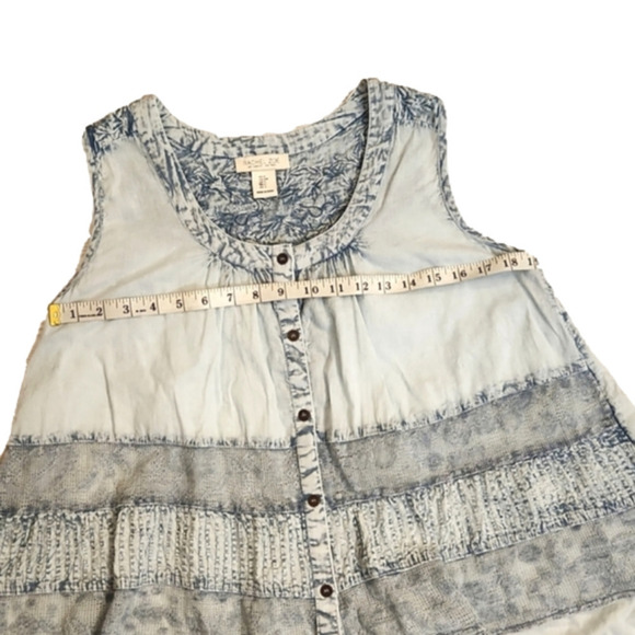 WOMENS Rachel Zoe light chambray embroidered tank top size Small. - Picture 13 of 14